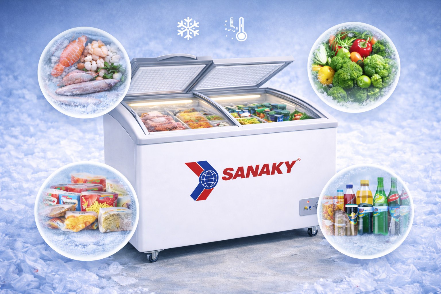 Tủ đông Sanaky phù hợp cho nhiều nhu cầu bảo quản thực phẩm