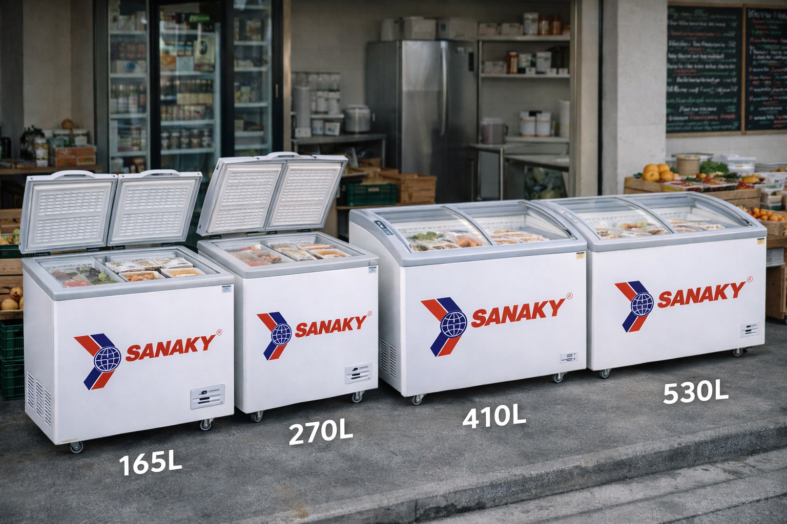 Các model tủ đông Sanaky dung tích khác nhau cho hộ kinh doanh nhỏ